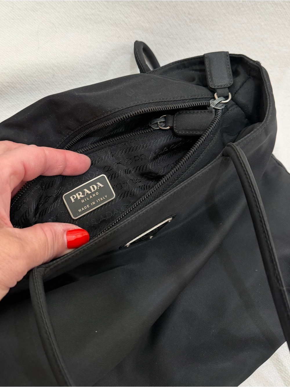 Prada Black Nylon Double-Handle Shoulder Bag - Picture 12 of 16